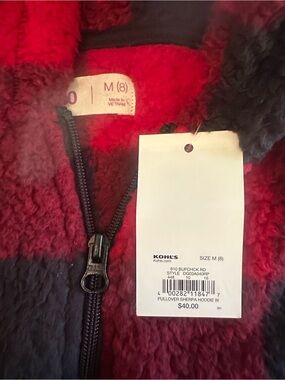 SO Red and Black Sherpa Pullover Hoodie